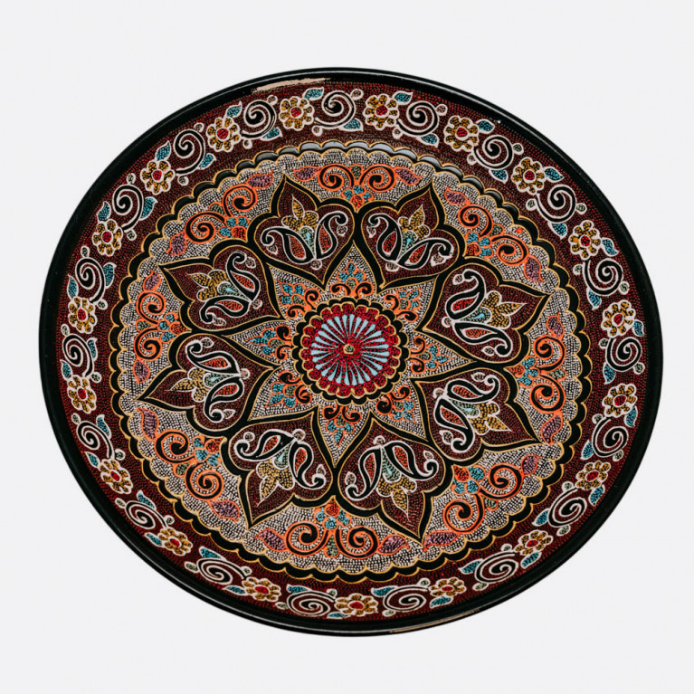 Unique handmade decorative plate from Uzbekistan, 38 cm, drip technique